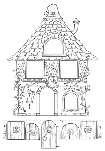 Create Elf House With Surprise Coloring Page